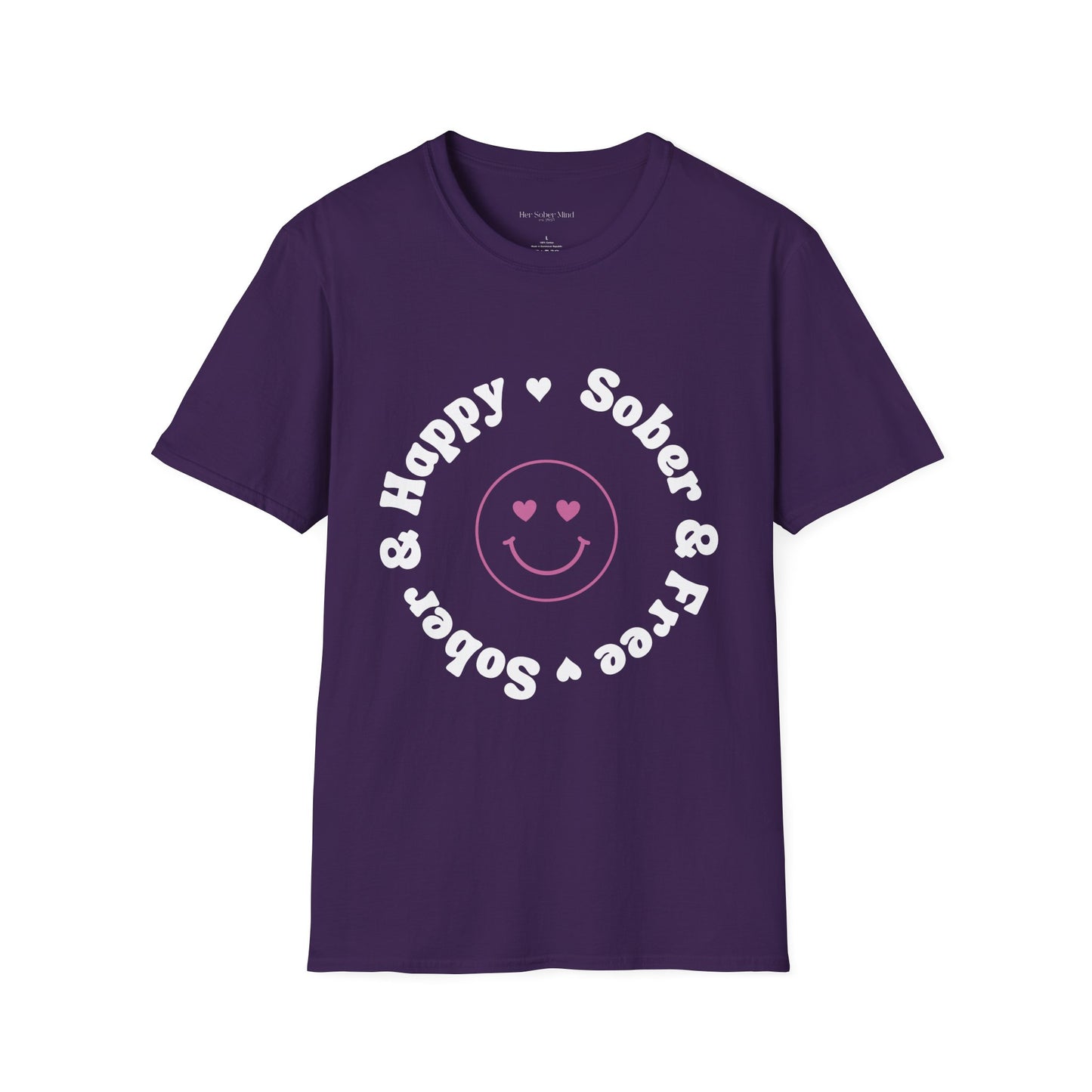 Sober & Happy Softstyle T-Shirt - White Font